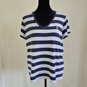 Ralph Lauren Navy and White Striped Women's Top